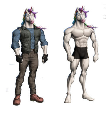 Anthromorphic Horse Character